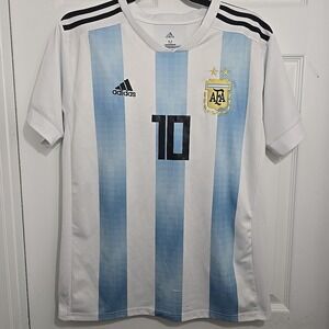 Adidas Argentina Messi #10 Jersey Blue And White Striped Size Medium
